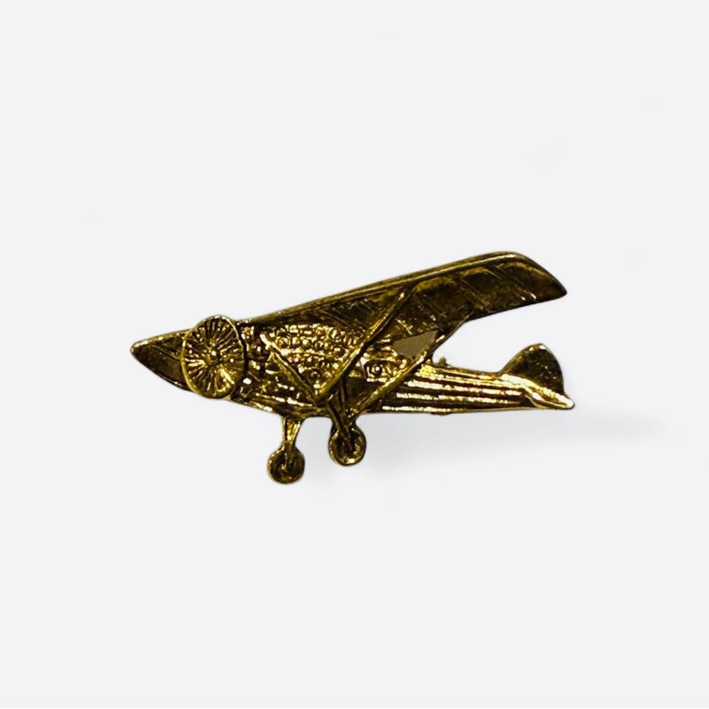 Gold Airplane Brooch